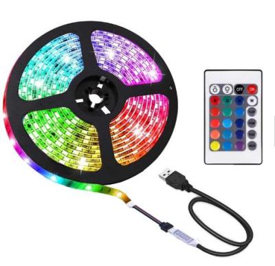 China LANDSCAPE 5V USB Led Strip TV Back Light PC 2M 5050 SMD RGB LED Strip Kit With 24key Remote Controller Adapter for sale