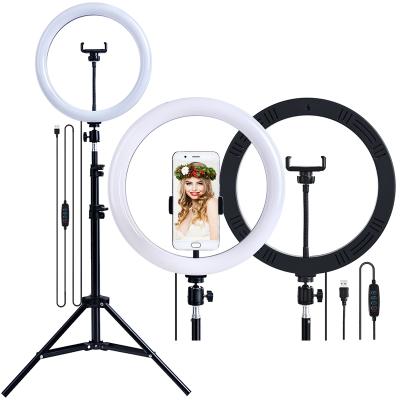 China Dropshipping Selfie Ring Light with Tripod Stand and Mobile Phone Holder for Live Stream /Makeup Ring Shaped for sale