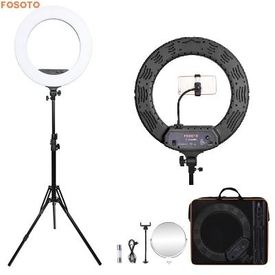 China FOSOTO Plastic FT-RL480 18 Inch Bi-Color 3200-5800K 48W Photographic Lighting Led Ring Light Lamp Stand and Tripod Mirror for Phone Camer for sale