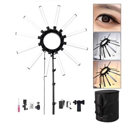 China USA FREE SHIPPING FOSOTO FT-SL12 672 LED SMD Tubes CRI 97 Superstar 180W 12 Radial LED Ring Light Kit For Makeup FT-SL12 for sale