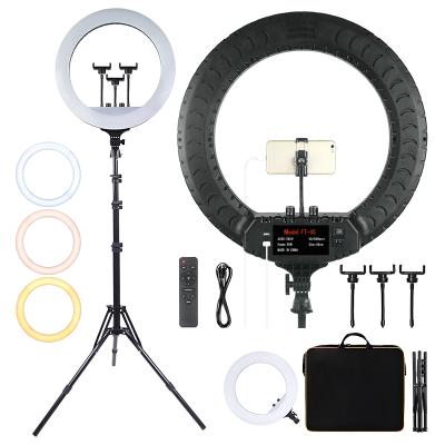 China FOSOTO FT-45 18 Inch 55W Dimmable LED Ring Light, ABS Light Stand, Carry Bag for Camera, Smartphone, YouTube, TikTok, for sale