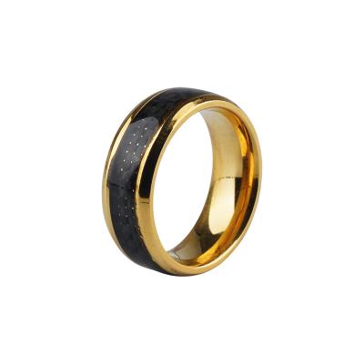 China Wholesale Cheap Fashionable Carbon Steel Black Fiber Stainless Steel Ring Jewelry Gold Ring Titanium for sale