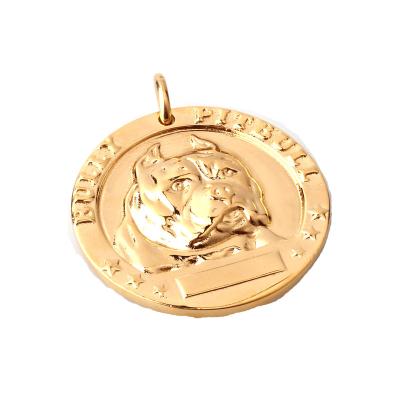 China Dog Collar Tag Bulldog 24K Dog Identity Medallion Religious Custom Gold Plated Dog Tag for sale