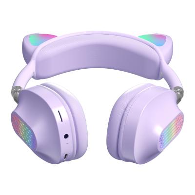 China Wireless Headband Cat Earbuds Headphones With MIC Radio Led Cat Ear Headset Gaming for sale