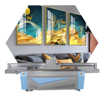 China Hotels 1.2*2.5m CMYKW UV flatbed printer ceramic UV price/wooden/glass/metal printer for sale