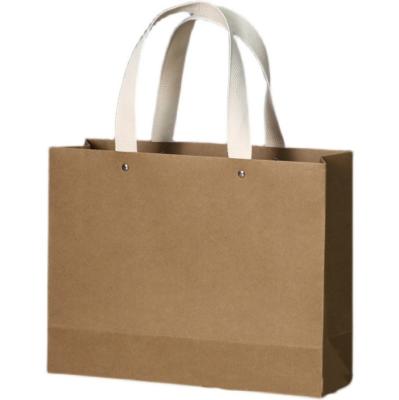 China Handmade Custom Brown Kraft Paper Bag With Handle , Eco Friendly Flat Handle Food Delivery Bag for sale