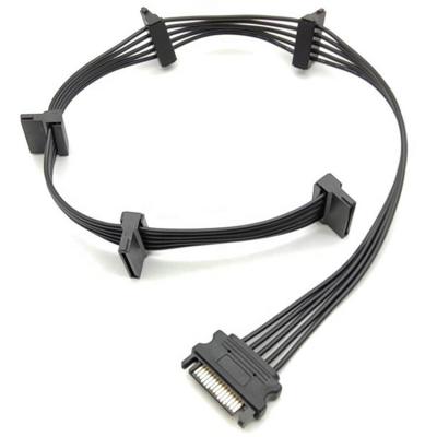 China High Quality 18 AMG Copper Wire upHere 15pin SATA 1 to 5 SATA Connector Power Splitter Cable for sale