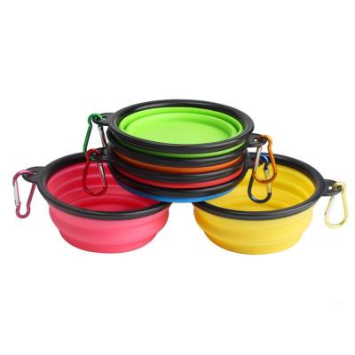 China Portable Collapsible Pet Bowl Dishes Silicone Pet Dog Food Water Bowl Viable Folding Outdoor Travel Camping for sale