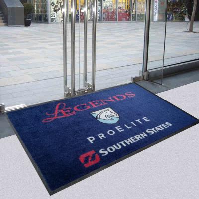 China Washable Personalized Outdoor Door Mat Custom Printed Logo Entrance Shoe Stripper Floor Mats for sale