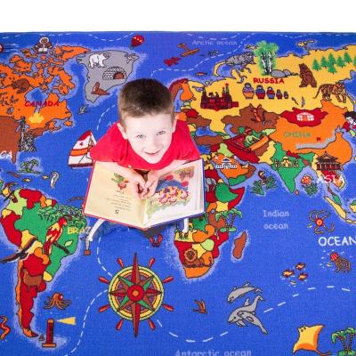 China Anti-slip Customized Design Children World Map Educational Blanket for sale