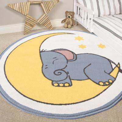 China Anti-slip Customized Chromojet Printing Soft Kids Round Nursery Elephant Polyester Blanket For Bedroom for sale