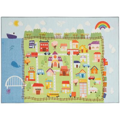 China Washable Multi Contemporary Precision Printed Small Crawling City Theme Kids Rug Baby Play Room Kid Baby Play Mat for sale