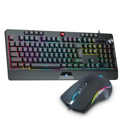 China For Gaming Wired RGB Backlit Gaming Keyboard and Mouse Combo, with 8 Multimedia Macro Key Wrist Rest and Backlit Gaming Mouse for sale