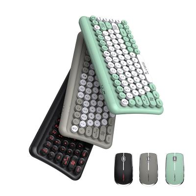 China Teclado Sem Fio Wireless Keyboard And Membrane Mini Custom Retro Steampunk Color Keyboard And Mouse Desktop Mouse Combo for sale