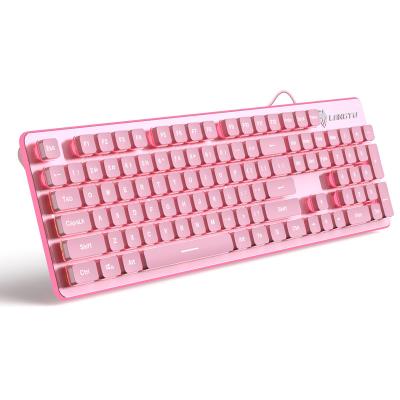 China Numpad 104 Keys Wired Gaming Keyboard with Rainbow LED Backlit, for Gamers and Typists (Pink) for sale