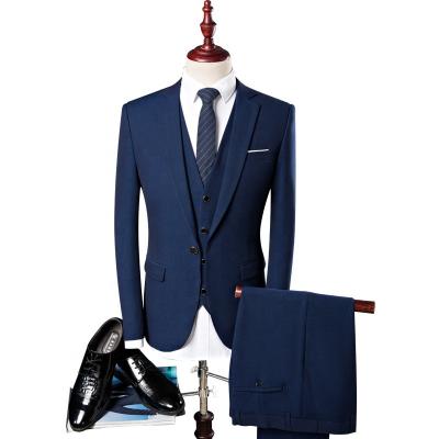 China Navy Blue Anti-Shrinkage Men's Thickening Business Jacket Suit Wool Set for sale