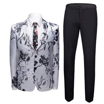 China Spring Fashion Anti Shrink Two Button Jacquard Men's Casual Suit Set Blazer for sale