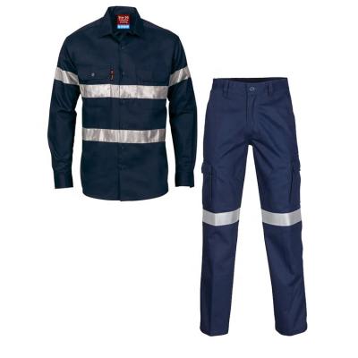 China Metal Grounding Petrochemical Industry EN11612 NFPA2112 Flame Retardant 100% Cotton FR Work Shirts And Pants for sale