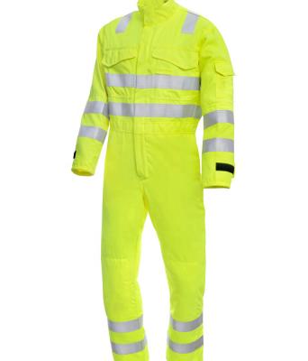 China High Quality Safety Protective Hi-Strength Cotton FR Yellow Safety Coverall for sale