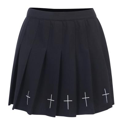 China Fashion Streetweear Harajuku High Waist Anti-Static Gothic Crossover Black Skirts Women Girls Casual Mini Pleated Skirt for sale