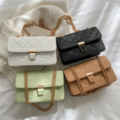 China New Fashion Wholesale Fashion PU Purse Shoulder Leather Handbag Ladies White Ladies Handbags Bags Quilted Square Purse for sale