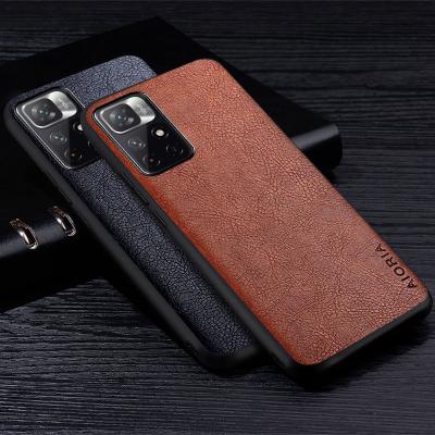 China PU Leather Phone Case For Xiaomi POCO M4 Pro Retro Litchi 5G Leather Pattern Back Cover for sale