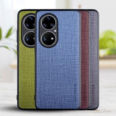 China Shockproof Case For Huawei P50 Pro Cover With Cross Pattern PU Design Leather Phone Cover for sale