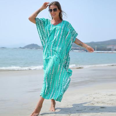 China Plus Size Summer Wear Bow Neck Print Loose Swimwear Swimwear Beach Cover Up Swimwear and Fashion Beachwear for sale