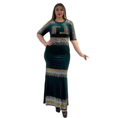 China Viable Dashiki Africa Clothing Plus Size Velvet Casual Autumn Winter African Beading Maxi Dress Dresses Formal Dress For Women Evening Party for sale