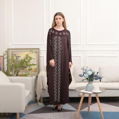 China Middle East Dubai Diamond Loose Chiffon Women's Robe Arabe Muslim Clothing Arab Viable Middle East 'S Black Hot Long Dress for sale