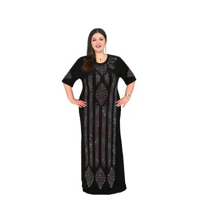 China Viable Muslim Long Dress Inlaid Maxi African Dresses Colored Stones Short Sleeved African Women's Muslim Long Dress for sale