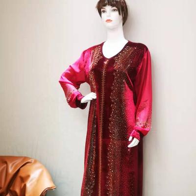 China Viable Muslim Elegant and Classy One Piece Dress Inlaid Muslim Islamic Clothing Exquisite Stones Long Dress Muslim Wedding for sale