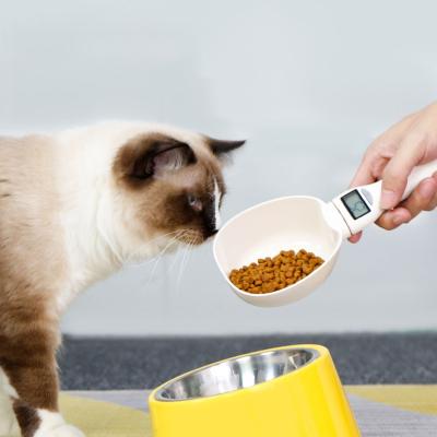 China Custom Sustainable Logo Food Grade Plastic Electronic Digital Pet Food Weight Measuring Feeding Spoon Pet Cat Dog Food Scoop Shovel for sale