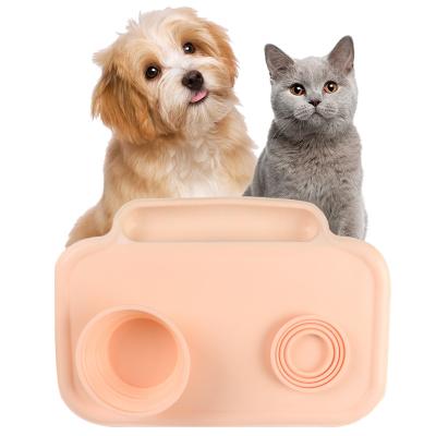 China Amazon Food Grade Silicone Pet Cat Food Water Feeder Bowl Viable Hot Selling Portable Travel Dog Feeder Lick Mat Bowls for sale