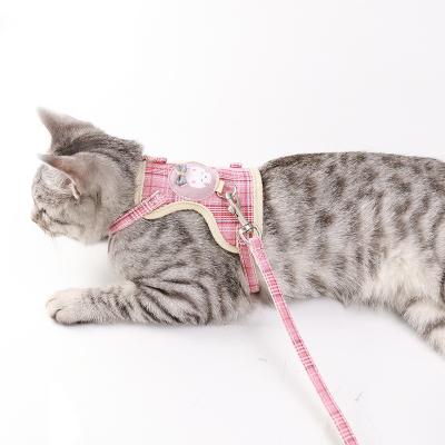 China Amazon Cartoon Cotton Pet Vest Harness Dog Collar Durable Hot Selling Luxury Durable Cat Dog Harness Dog Collar Traction Rope and Leash Set for sale