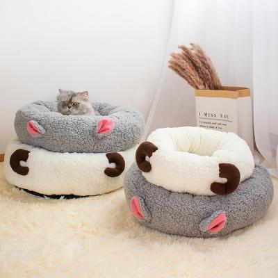 China Designer Donut Sofa Soft Fluffy Memory Foam Viable Custom Pet Cat Dog Sleeping Nest Bed Cushions Cat Beds For Indoor Cats for sale