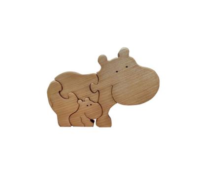 China 100% Handmade Hippo Wooden Puzzle Baby Gift Christmas Toy Newborn Gifts for sale