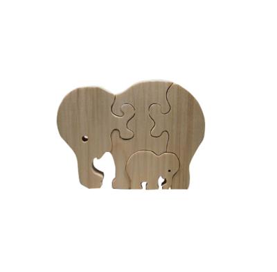 China 100% Handmade Wooden Nursery Decoration Wooden Puzzle Elephant Animal Families Expecting Parents Gift for sale