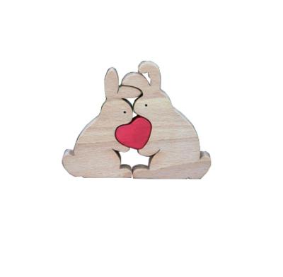 China 100% Easter Animal Families Bunny Puzzle Handmade Wooden Wooden Valentine Nativity Scene Decoration Expecting Parents Gift for sale