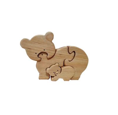 China 100% Handmade Wooden Nursery Decoration Wooden Puzzle Bear Animal Families Expecting Parents Gift for sale