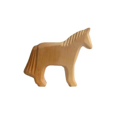 China European beech natural oak horse craft living room decoration wooden carved farm animal horse toy craft for sale