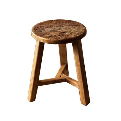 China Traditional Natural Distressed Rustic Antique Reclaimed Elm Wood Bar Stool for sale