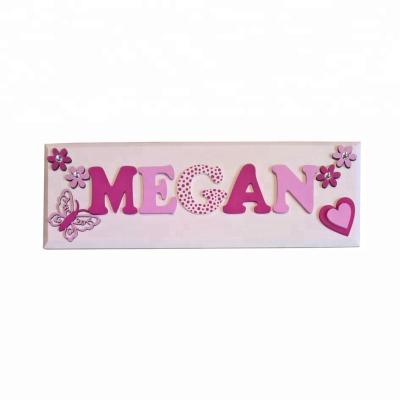 China Crafts Handmade Nursery Decorative Personalized Wooden Name Door Plaques for sale