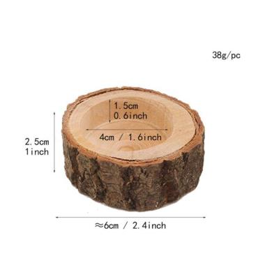 China 100% real handmade Christmas rustic wooden round candle holders for sale