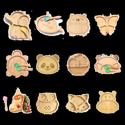 China Fashion\Luxury Popular Custom Made Fox Sheep Rabbit Elephant Monkey Lion Koala Pig Dinner Dishes Dress Children Shape Baby Bamboo Animal Dish for sale