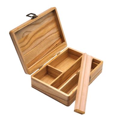 China American Style Custom Logo Bamboo Wooden Stash Box Storage Organizer With Lid Wooden Box for sale