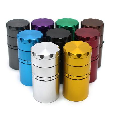 China Morden/Portable Handheld Popular Custom Logo 52mm 55mm 60mm Alloy 5 Layers Dry Herb Tobacco Grinder With Mag Pot for sale