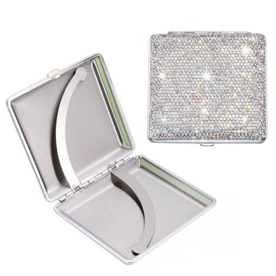 China Luxury 20 Pocket Double Sided Luxury Crystal Cigarette Case Shiny Tin Slim Bling Rhinestone Clip Crystal Cigarette Case for sale