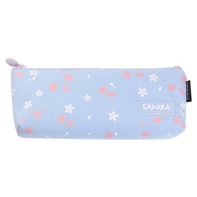 China LG-11320 Boat Pencil Case Canvas Polyester Fiber Dreamy Cherry Blossoms Boat Shaped Pen Bag for sale