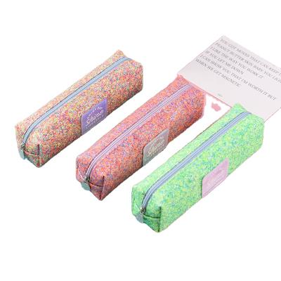 China 2020 New Polyester Fiber Pencil Bag Creative Study Square Casual Stationery Bag Colorful Stationery Pencil Bag for sale